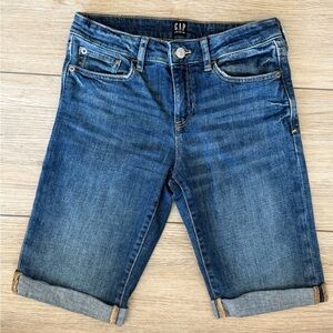 GAP Blue Rolled Hem Denim Bermuda Shorts